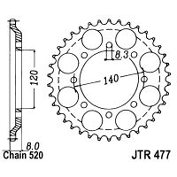 JT JT Rear Sprockets R/W 477/506-43T KAW